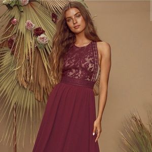 Floor length maxi dress.